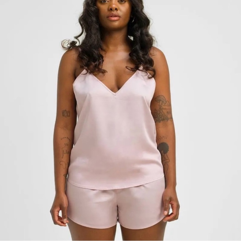 Ettitude Sateen Cami Rose Pink XL Plus Sleepwear PJ Tank Top Bamboo Lyocell NIB